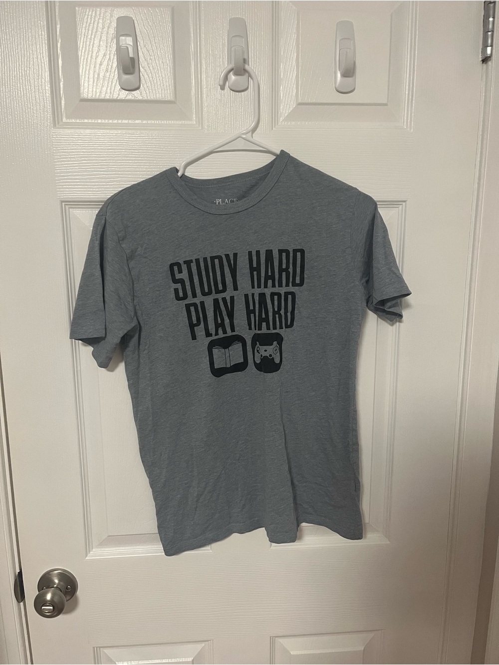 Place Gray 'Study Hard Play Hard' Graphic Tee size XL 14
